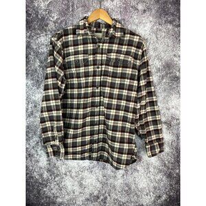 Jachs Brown Red Cream Gray Button Down Casual Flannel Shirt Mens Medium